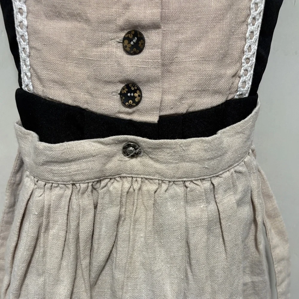 Stockpoint German Linen Charming Beige and Black Kids Dirndl Dress 134/140 9/10